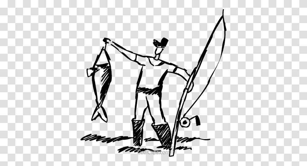 Fisherman With The Catch Of The Day Royalty Free Vector Clip Art, Bird, Outdoors, Silhouette, Nature Transparent Png