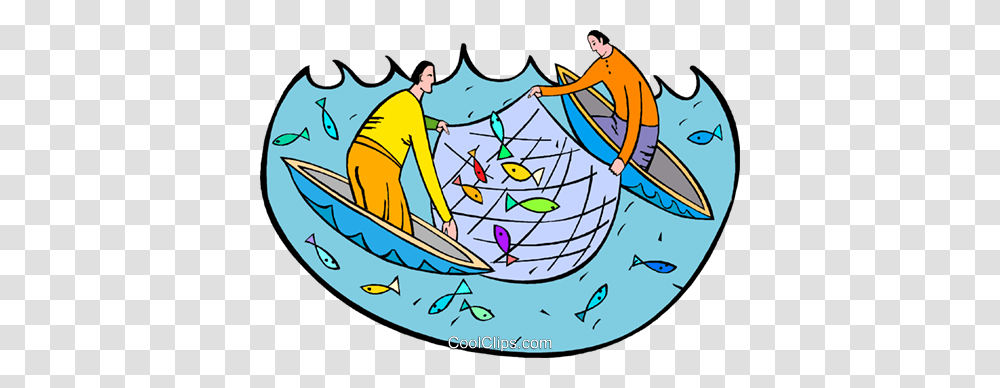 Fishermen With Fishing Nets Royalty Free Vector Clip Art, Person, Sled, Astronomy, Outer Space Transparent Png