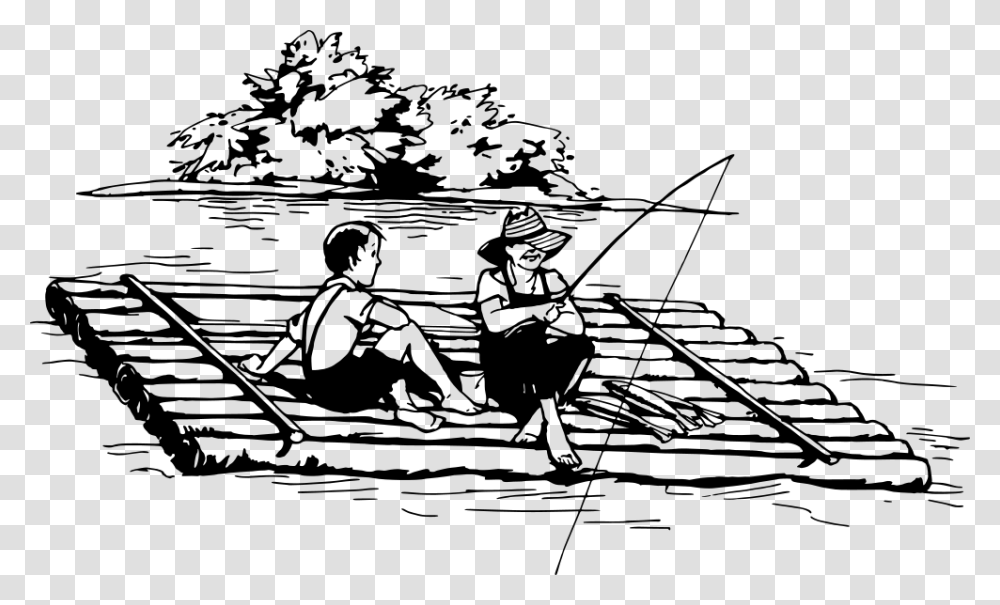 Fishing From A Raft Raft Black And White, Gray, World Of Warcraft Transparent Png