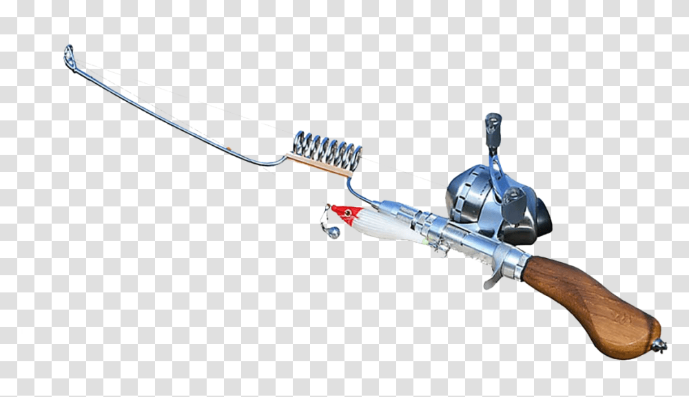 Fishing Pole Pic Fishing Rod Gun, Arrow, Machine, Transportation Transparent Png