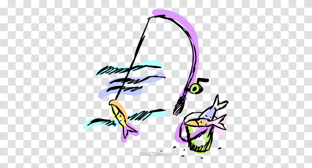 Fishing Rod And Fish Royalty Free Vector Clip Art Illustration, Bird, Animal, Floral Design Transparent Png