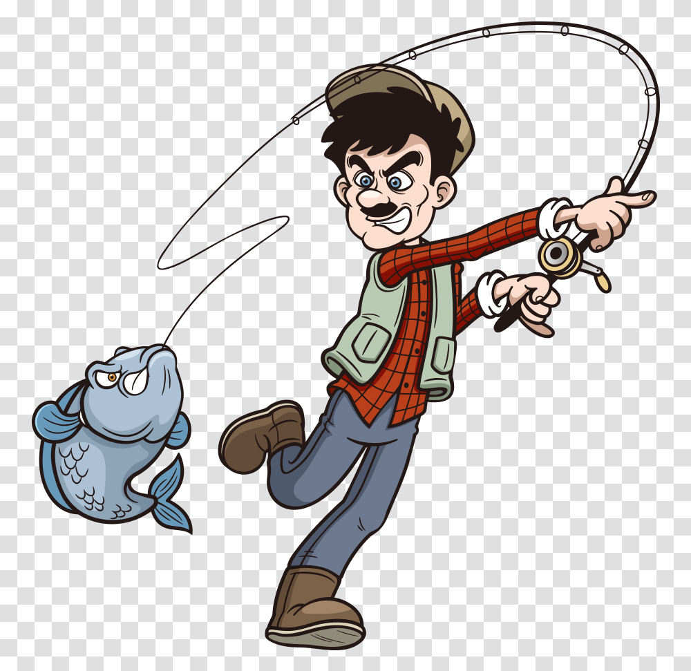 Fishing Rod Cartoon Clip Art, Person, Outdoors, Leisure Activities, Water Transparent Png