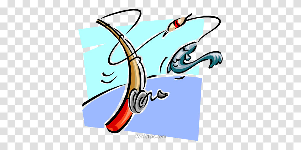 Fishing Rod Landing Fish Royalty Free Vector Clip Art Illustration, Bow, Outdoors Transparent Png