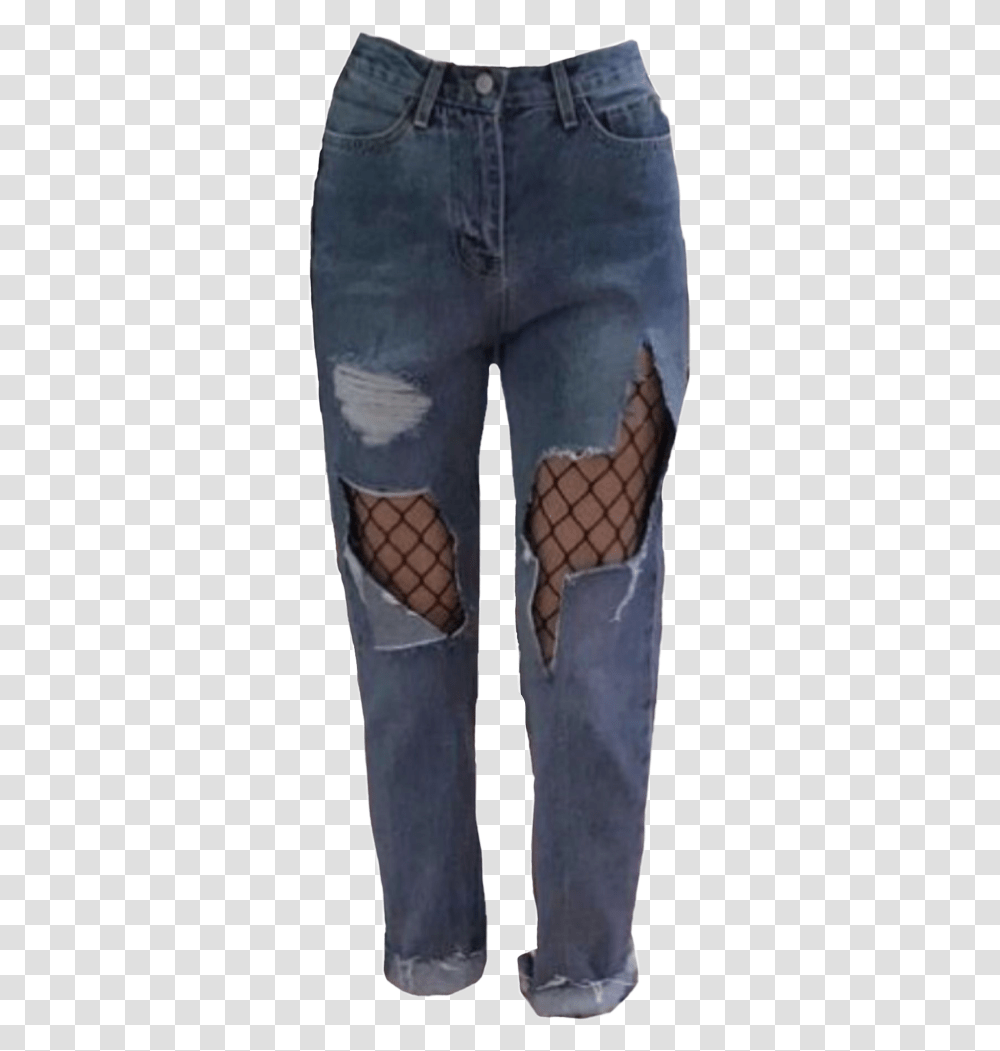 Fishnet Net Jeans Black Grunge Freetoedit Womens Ripped Jeans, Pants, Apparel, Person Transparent Png