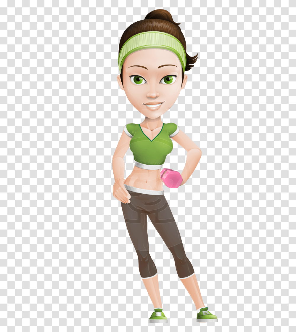 Fit Girl Cartoon Vector Character Aka Penny The Gym Build On Phrasal Verb, Person, Human, Toy, Doll Transparent Png