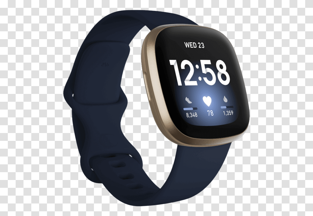Fitbit Versa 3 Smartwatch Custom Logo Fitbit Versa 3 Midnight Soft Gold, Helmet, Clothing, Apparel, Wristwatch Transparent Png