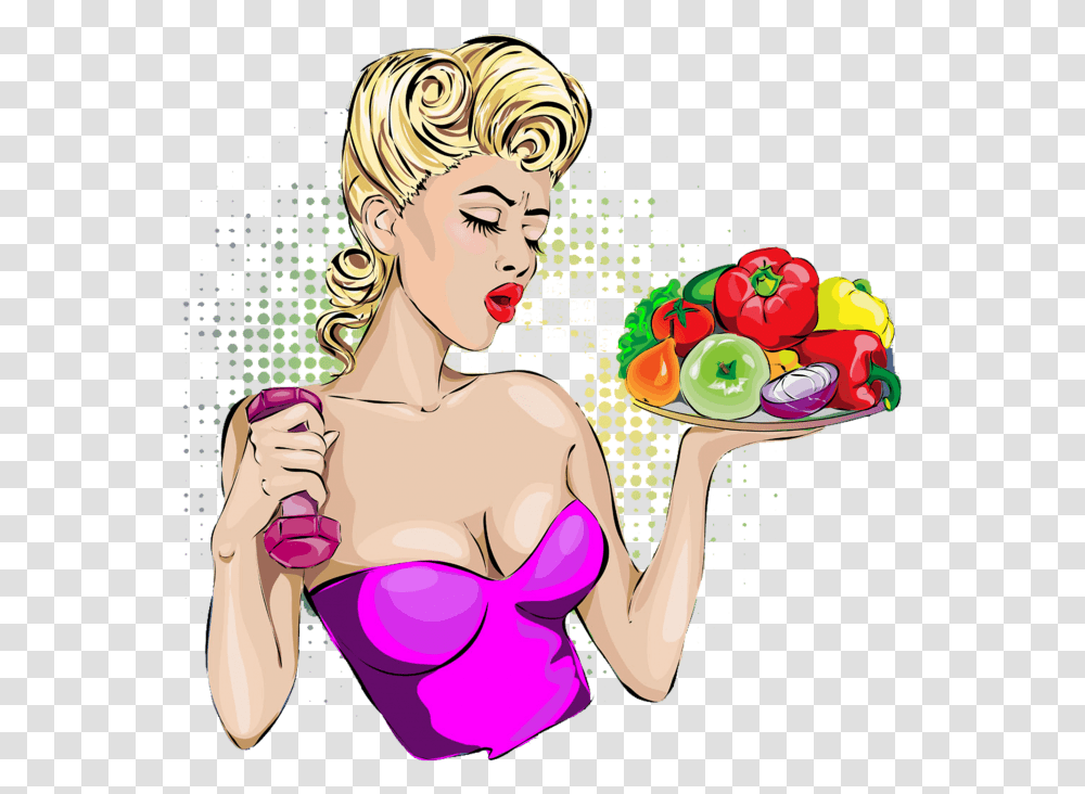 Fitness Woman With Vegetable Free Download Searchpng Immagini Pin Up Fitness, Plant, Person, Food, Fruit Transparent Png