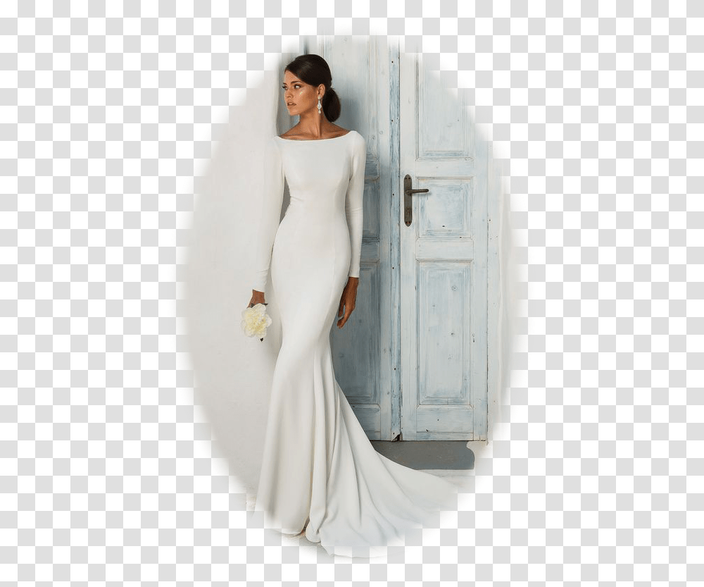 Fitted Elegant Wedding Dress, Person, Robe, Fashion Transparent Png
