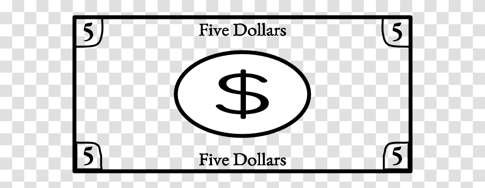 Five Dollar Bill 5 Black And White Circle, Moon, Astronomy, Outdoors, Nature Transparent Png