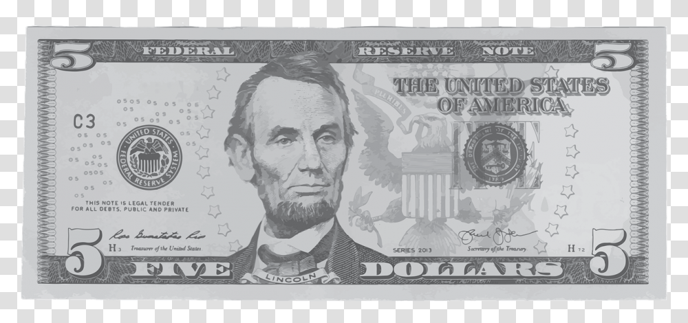 Five Dollar Bill, Money, Person, Human, Id Cards Transparent Png