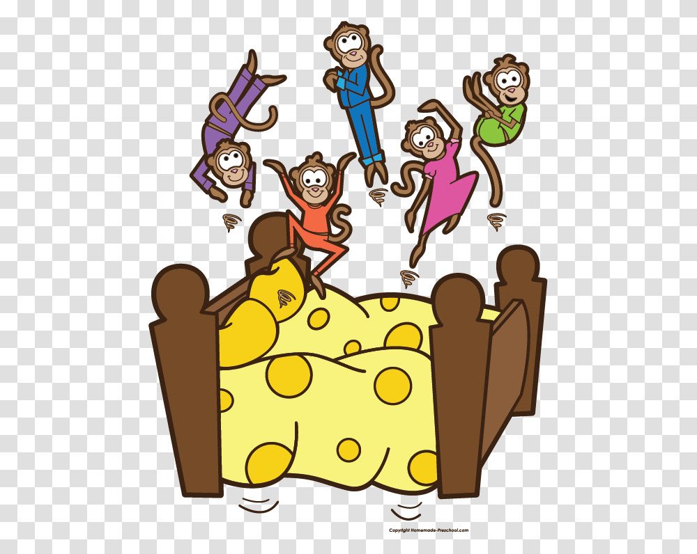 Five Little Monkeys Jumping On The Bed Clipart, Crowd, Doodle, Drawing Transparent Png