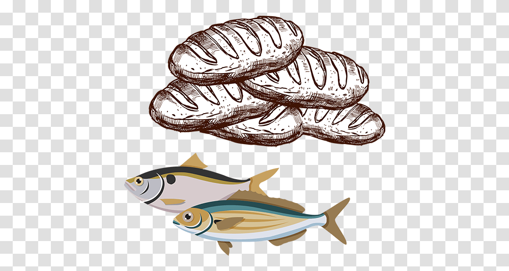 Five Loaves And Two Fish Cartoon, Sea Life, Animal, Tuna, Clam Transparent Png
