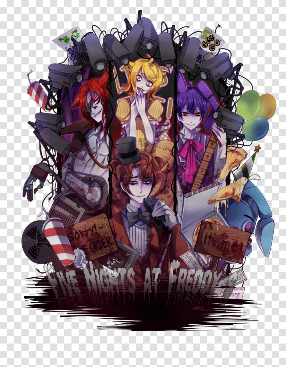 Five Nights At Freddy S Anime And Bonnie Image Anime Five Nights At Freddy's Fan Art, Comics, Book, Poster, Advertisement Transparent Png