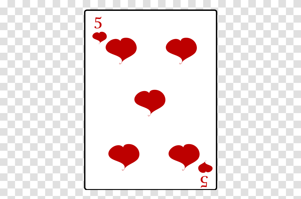Five Of Hearts Playing Card Vector Image Playing Cards Four Of Hearts, Stain, Petal, Flower, Plant Transparent Png