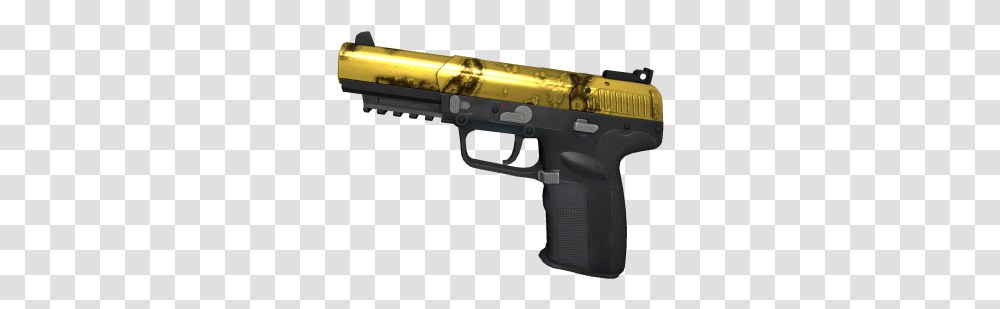 Five Seven Gold Corrosion, Gun, Weapon, Weaponry, Handgun Transparent Png