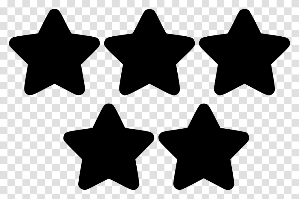 Five Stars Bintang 5 Hitam, Star Symbol, Stencil Transparent Png