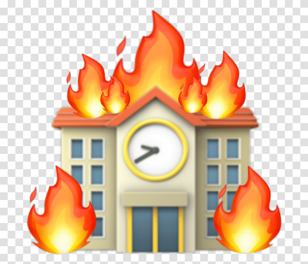 Fk School Aesthetic School Emoji, Fire, Flame, Bonfire, Analog Clock Transparent Png