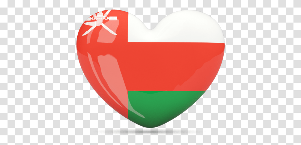 Flag Icon Of Oman At Format Oman Flag Heart Shape, Balloon, Pillow, Cushion, Hand Transparent Png