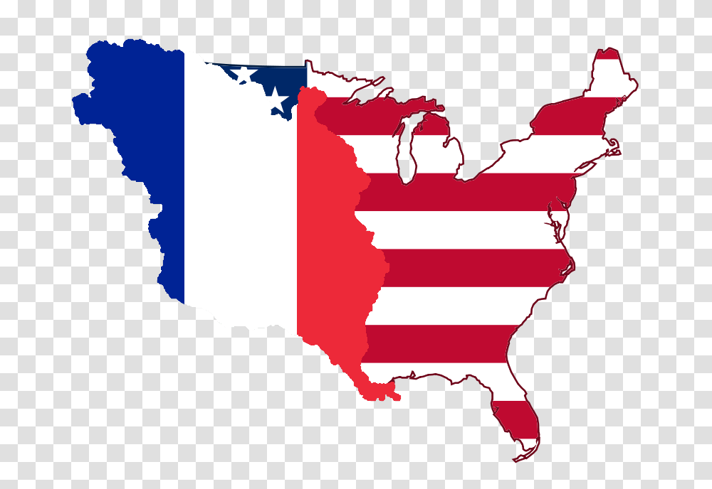 Flag Map Of America And French Louisiana, Person, American Flag Transparent Png