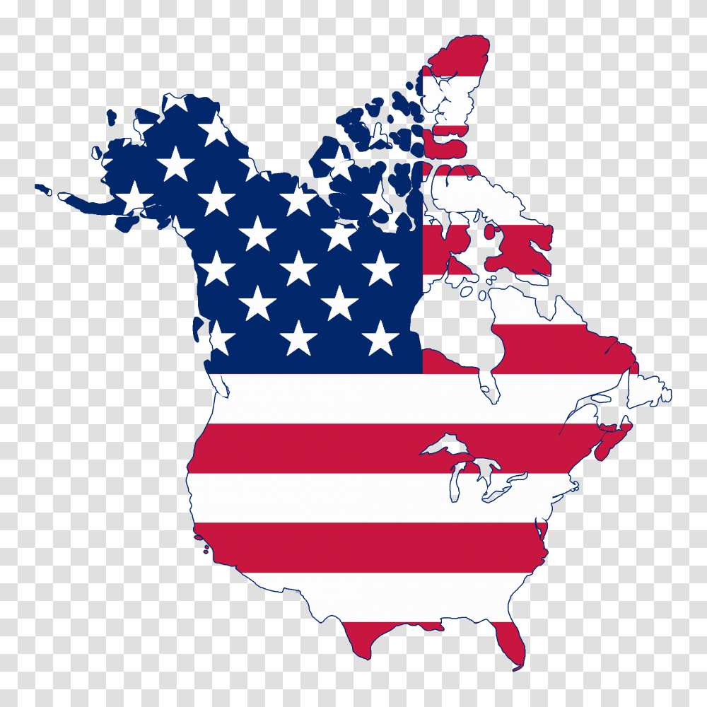 Flag Map Of Canada And United States, Person, Human, American Flag Transparent Png