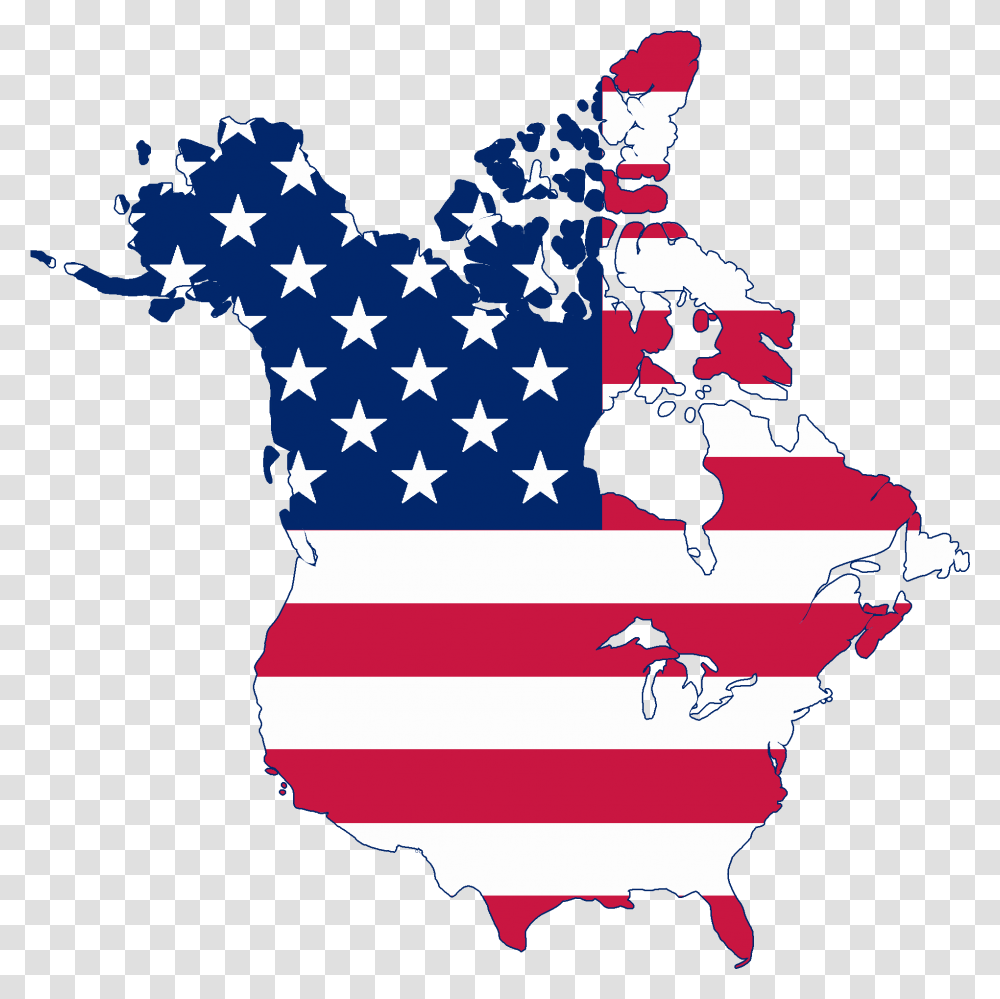 Flag Map Of Canada And United States Us And Canada United, Person, Human, American Flag Transparent Png