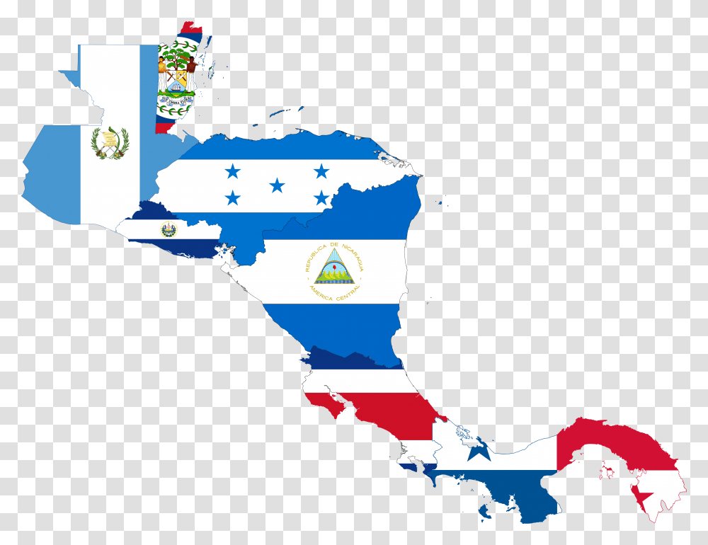 Flag Map Of Central America, Sea, Outdoors, Water, Nature Transparent Png