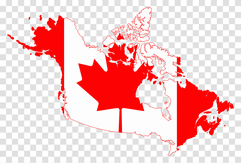 Flag Map Of Greater Canada Canada Flag Map, Leaf, Plant, Tree Transparent Png