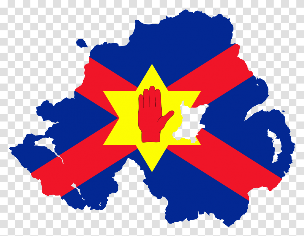 Flag Map Of Northern Ireland, Star Symbol, Poster, Advertisement Transparent Png