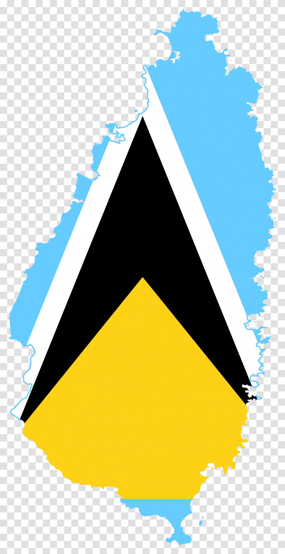 Flag Map Of Saint Lucia, Triangle, Advertisement, Poster, Arrowhead Transparent Png