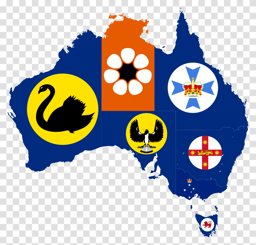 Flag Map Of States And Territories Of Australia, Pac Man Transparent Png