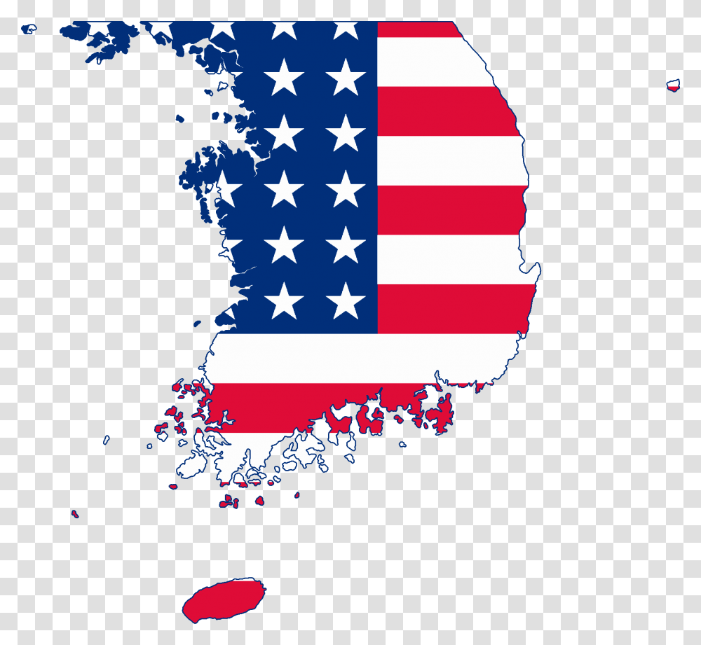 Flag Map Of United States Military Government Of Korea, American Flag Transparent Png