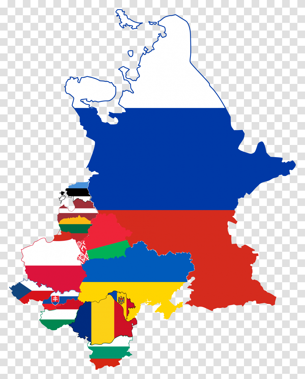 Flag Mapoftheeasterneuropeancountriessvgpng New European Russia Flag Map, Diagram, Plot, Atlas, Poster Transparent Png