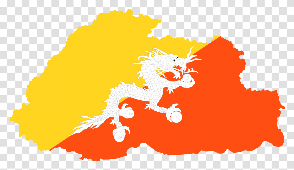 Flag Of Bhutan National Flag Rainbow Flag, Nature, Outdoors, Mountain, Sea Transparent Png
