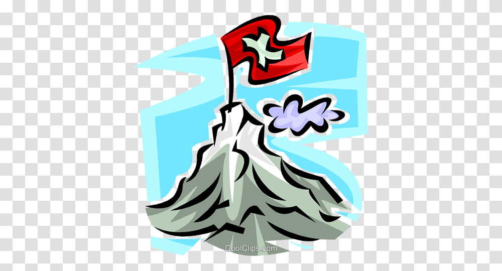 Flag On The Summit On A Mountain Royalty Free Vector Clip Art, Outdoors, Nature, Ice Transparent Png