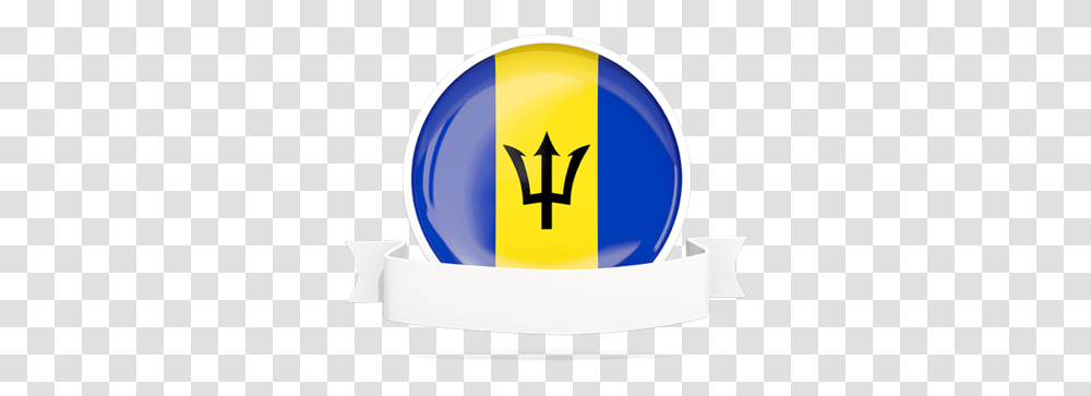 Flag With Empty Ribbon Barbados Flag, Hand, Emblem, Weapon Transparent Png