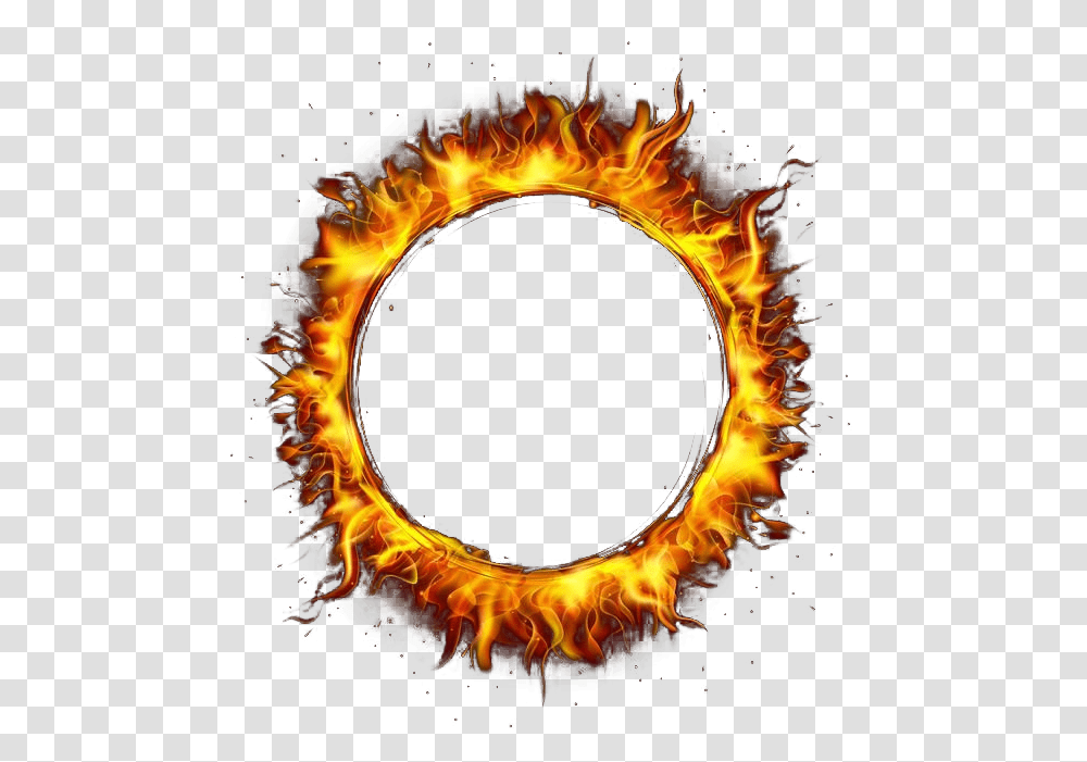 Flame Circle Image Ring Of Fire Circle, Bonfire, Text, Eclipse, Astronomy Transparent Png