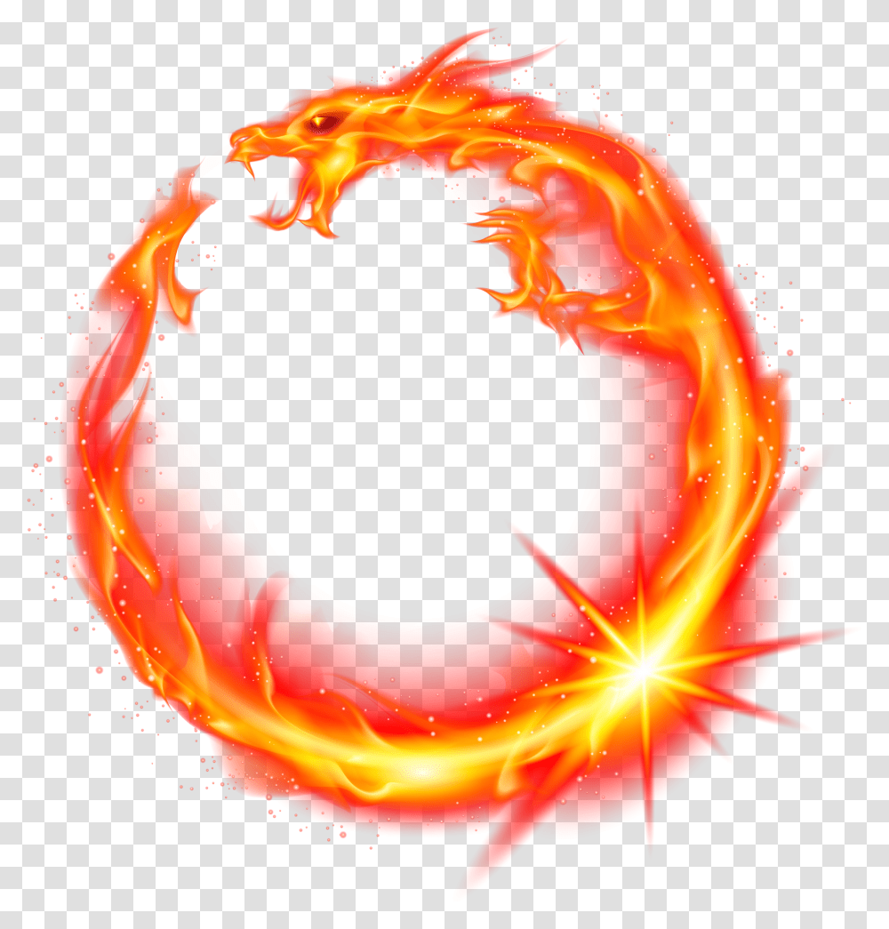 Flame Dragon Fire Red Fire Dragon Circle Transparent Png