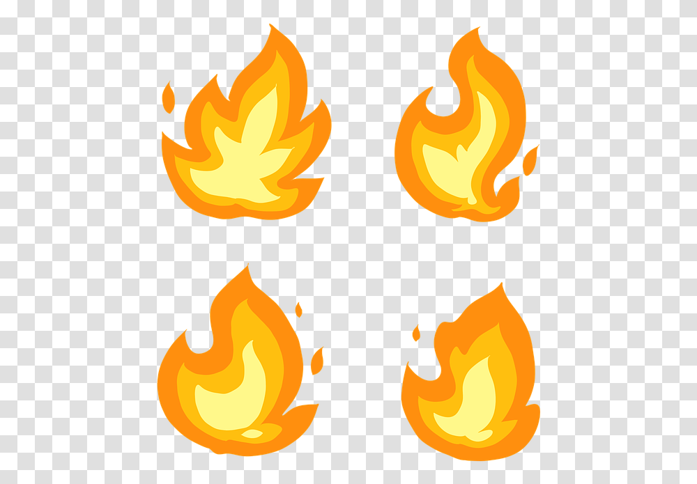 Flame Fire Hot Orange Element Icon Flat Cartoon, Bonfire Transparent Png