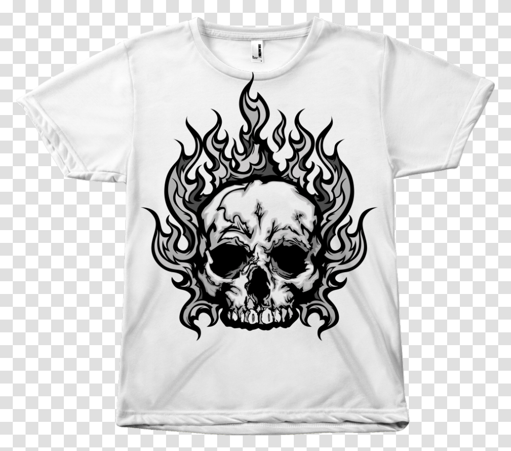 Flame Flaming Skull, Apparel, T-Shirt Transparent Png