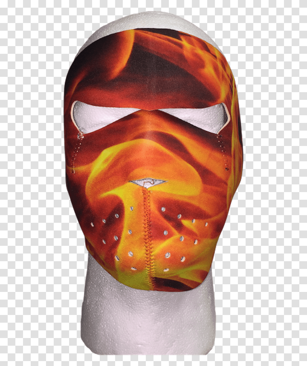 Flame Inferno Full Face Mask Face Mask, Skin, Head, Helmet Transparent Png