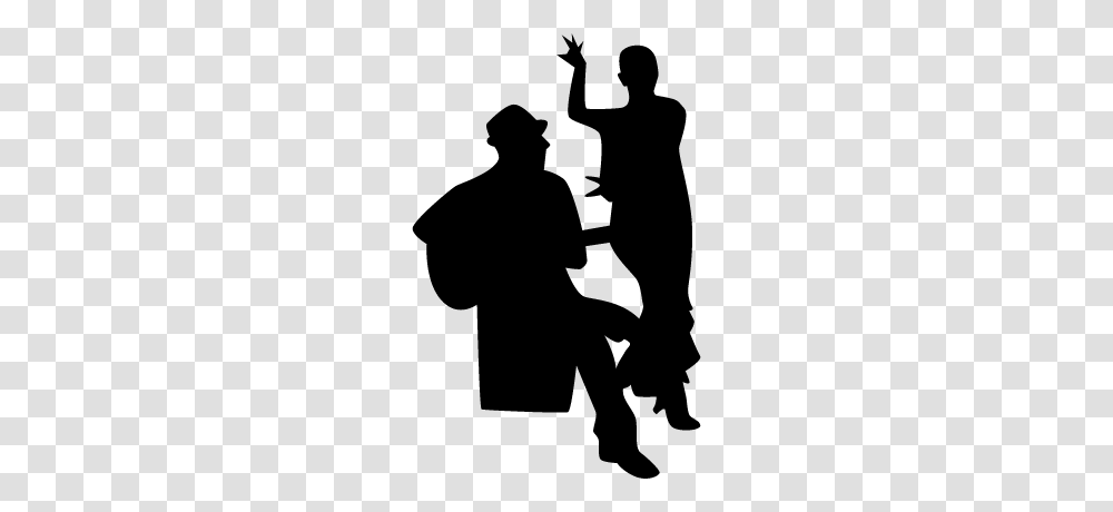 Flamenco Dancer And Guitar Player Silhouettes Free Vectors, Gray, World Of Warcraft Transparent Png