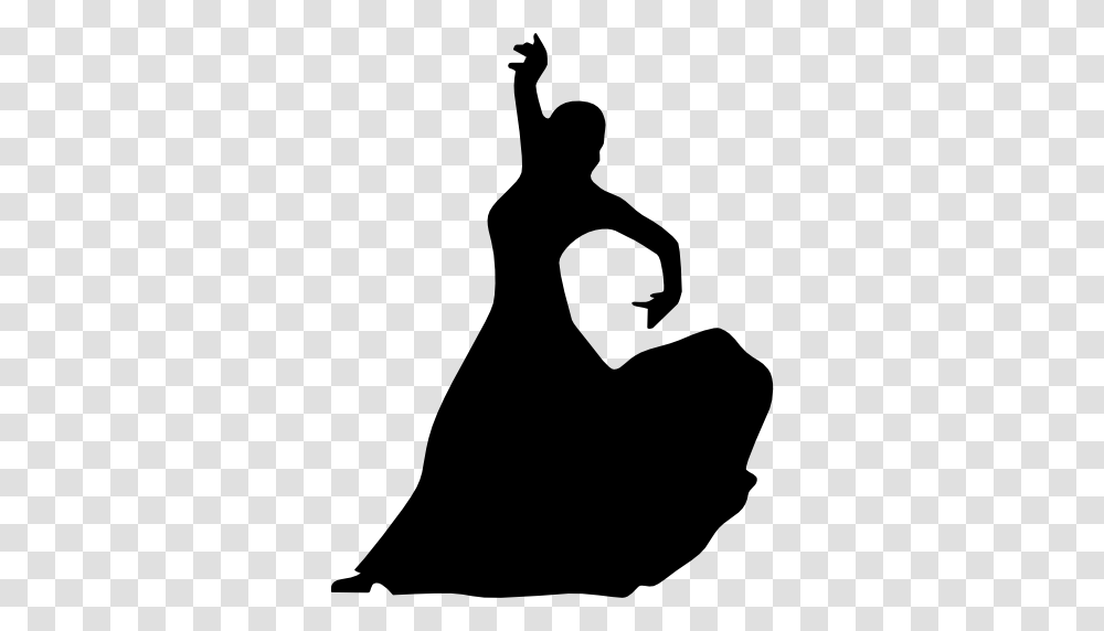 Flamenco Female Dancer Silhouette With Raised Right Arm Free, Performer, Person, Human, Dance Pose Transparent Png