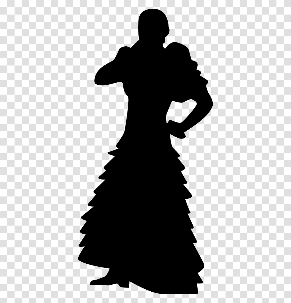 Flamenco Female Woman With Long Dress, Silhouette, Dance Pose, Leisure Activities, Performer Transparent Png