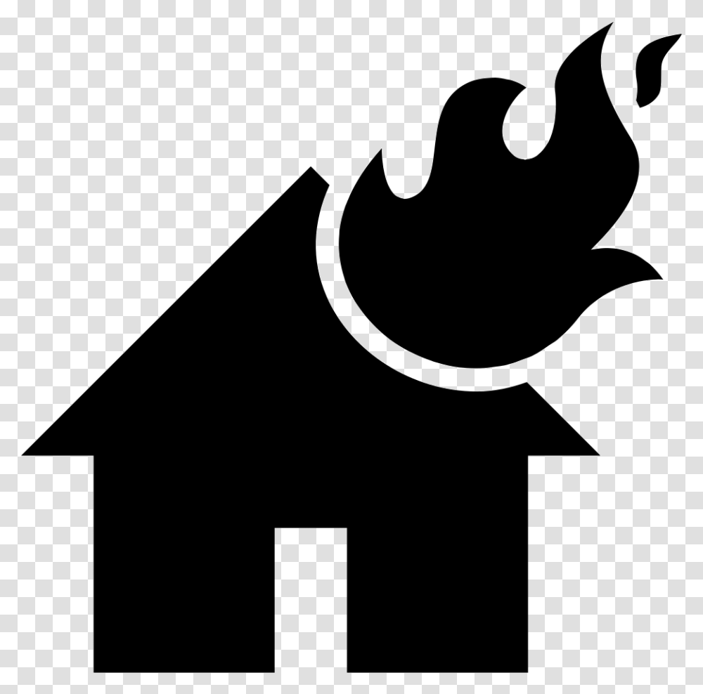 Flames On A Burning House Building On Fire Silhouette, Stencil, Axe, Tool, Label Transparent Png