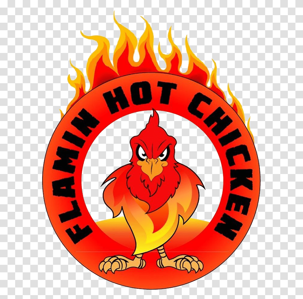 Flamin Hot Chicken Cartoon, Label, Logo Transparent Png