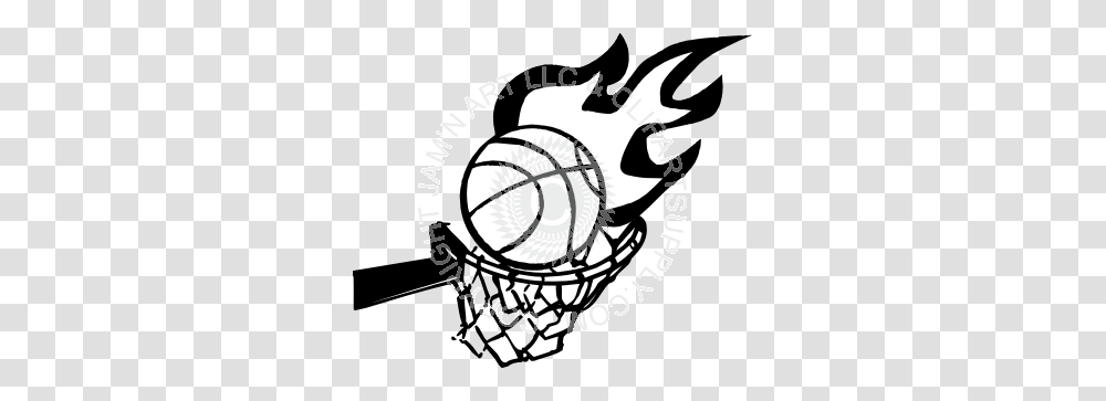 Flaming Basketball And Hoop, Stencil, Hook, Team Sport, Sports Transparent Png