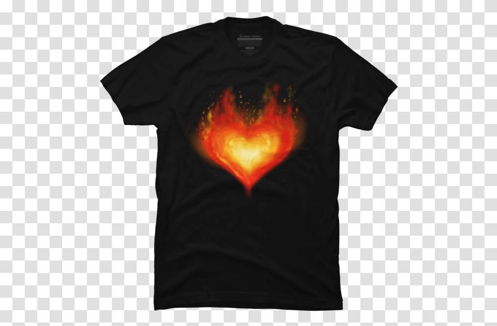 Flaming Heart Active Shirt, Apparel, T-Shirt, Person Transparent Png