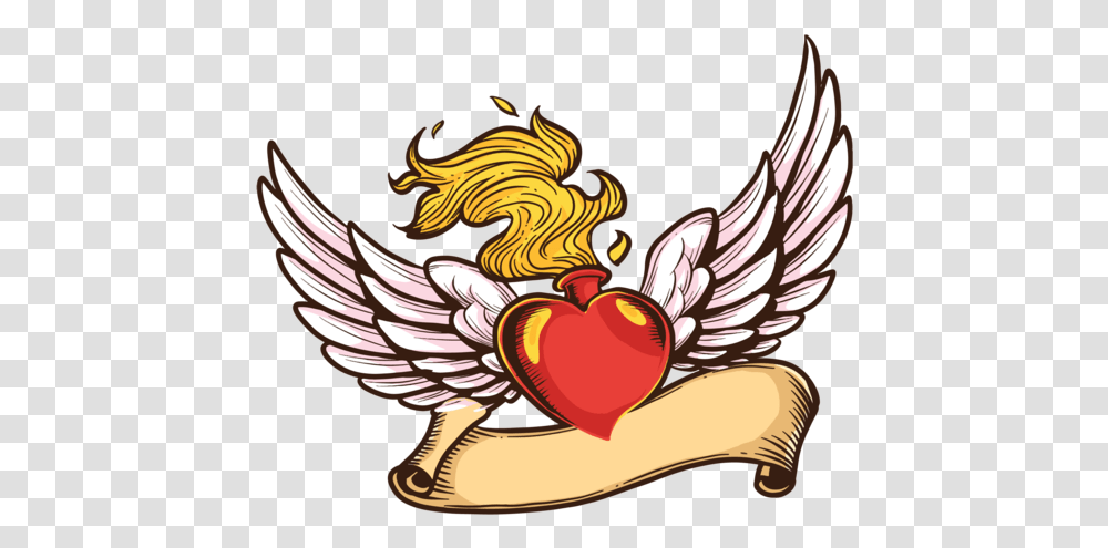 Flaming Heart Vector Illustration, Graphics, Angel, Archangel, Cupid Transparent Png