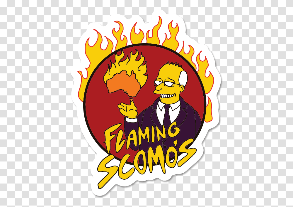 Flaming Scomos Sticker, Label, Poster, Advertisement Transparent Png