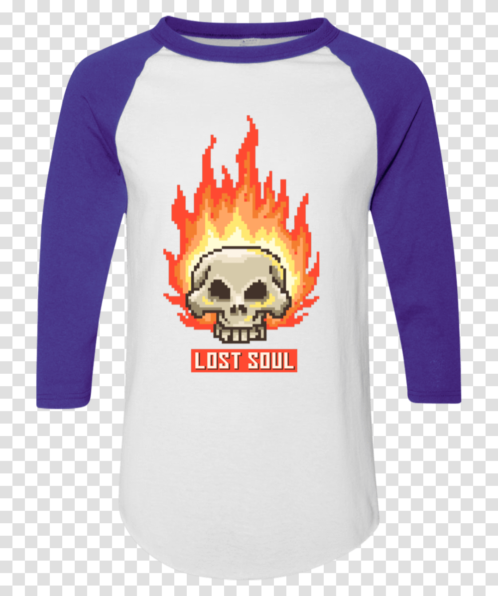 Flaming Skull Skull Shirt, Sleeve, Apparel, Long Sleeve Transparent Png